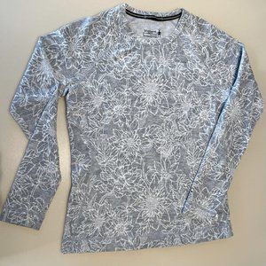 Smartwool Merino 250 Base Layer Pattern Crew Grey Heather Floral Women's Large